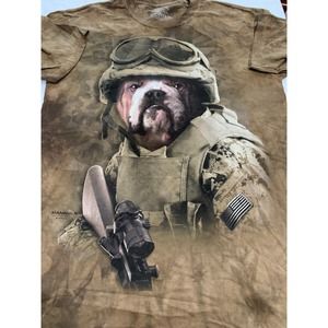 The Mountain Combat Soldier Bulldog Manimals 2011 T-shirt Tie Dye Size S